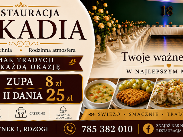 Restauracja Arkadia w Rozogach – domowe obiady od 25 zł i sezonowe ryby, które warto spróbować