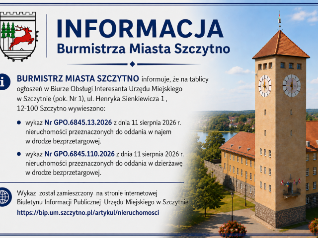 INFORMACJA BURMISTRZA MIASTA SZCZYTNO